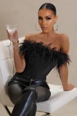 Club L London All About You Feather Corset Boodysuit Size 12  for rent on The Volte - image 1