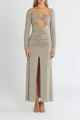 Bec & Bridge Adaline Long Sleeve Maxi Dress Taupe Grey Size 10 for rent on The Volte - image 1