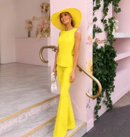Safiyaa Sleeveless Top and Pant Set Yellow Size 6 for rent on The Volte - image 2