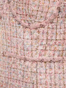 Self Portrait Bouclé Tweed Diamante Mini Dress Pink Size 10 for rent on The Volte - image 2