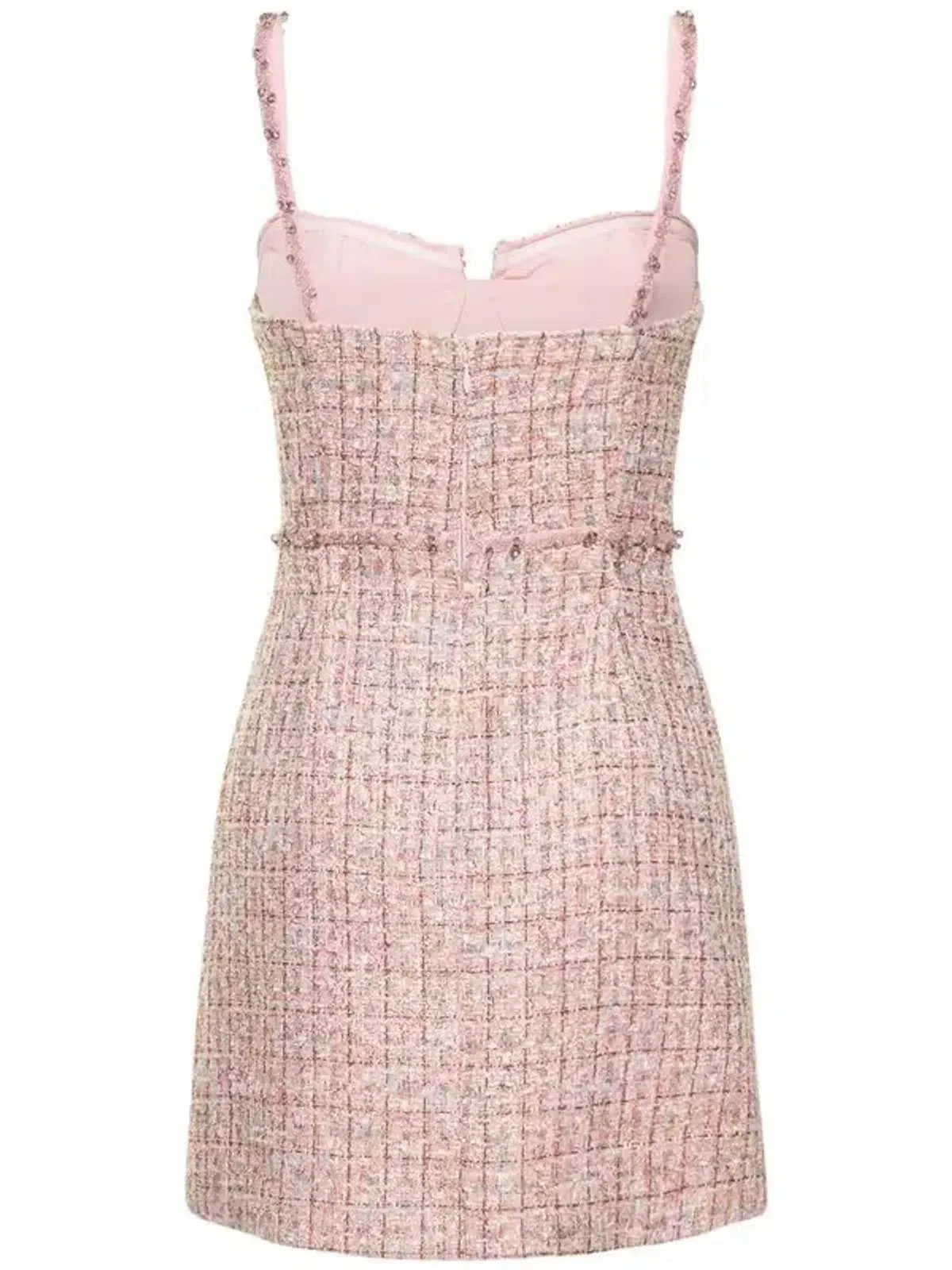 Self Portrait Bouclé Tweed Diamante Mini Dress Pink Size 10 - Image 3
