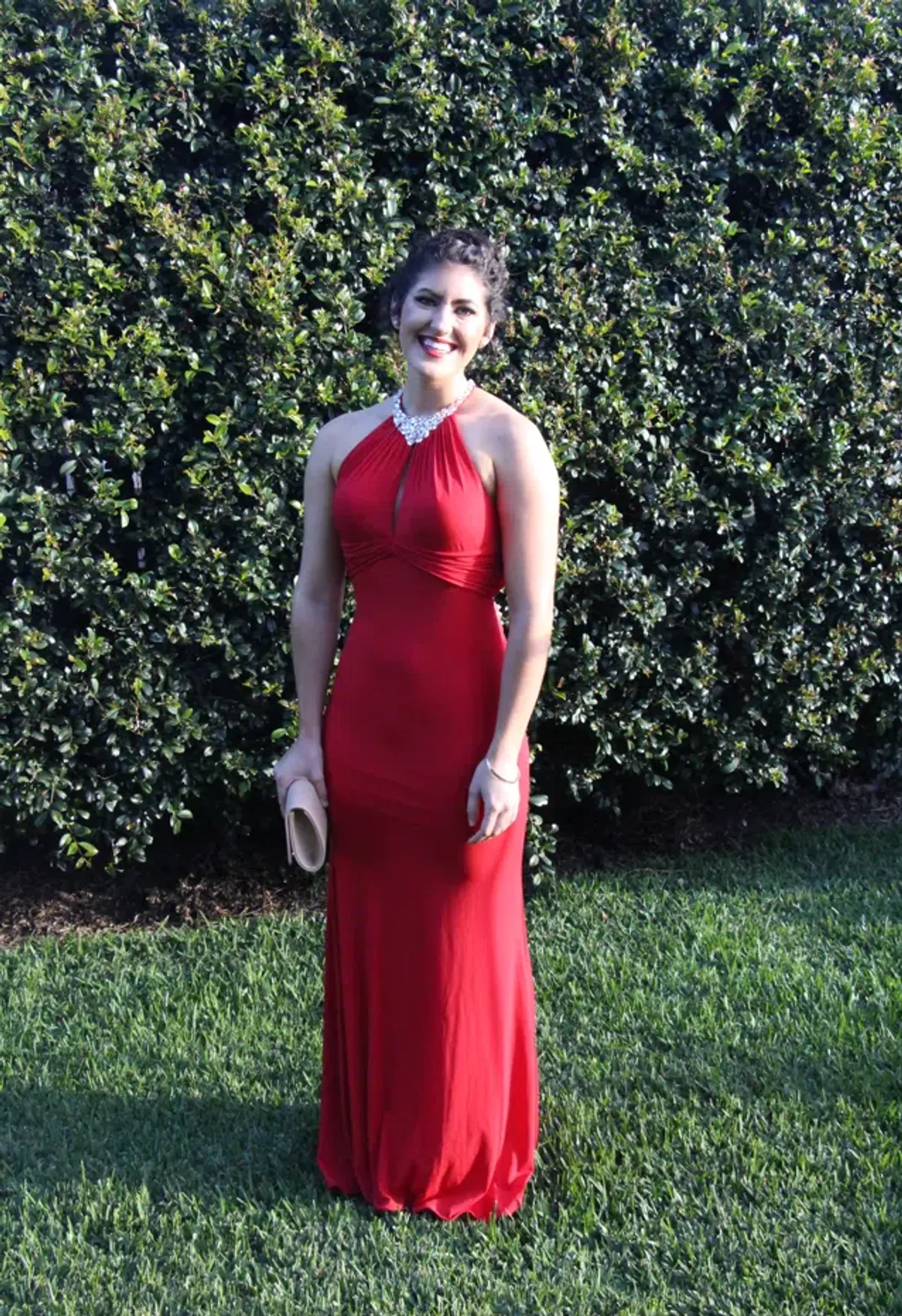 Rose Noir Halter Formal Floor Length Gown Red Size 8 - Image 3