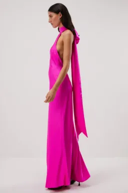 Misha Evianna Satin Gown Hot Pink Size 6/XS for rent on The Volte - image 2