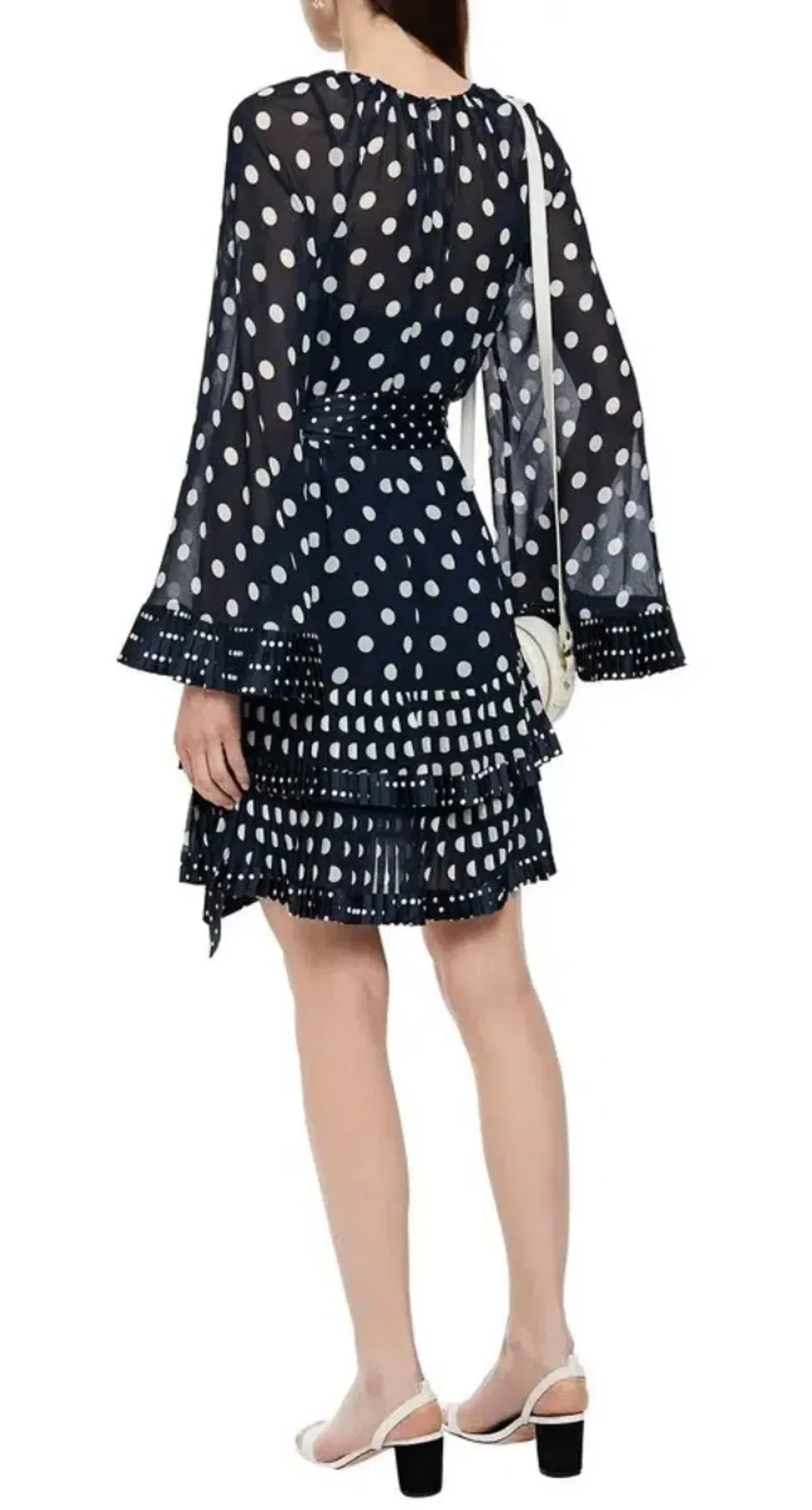 Zimmermann Tiered Belted Satin Dress Polka Blue Dot Size 2/ Au 12 - Image 2