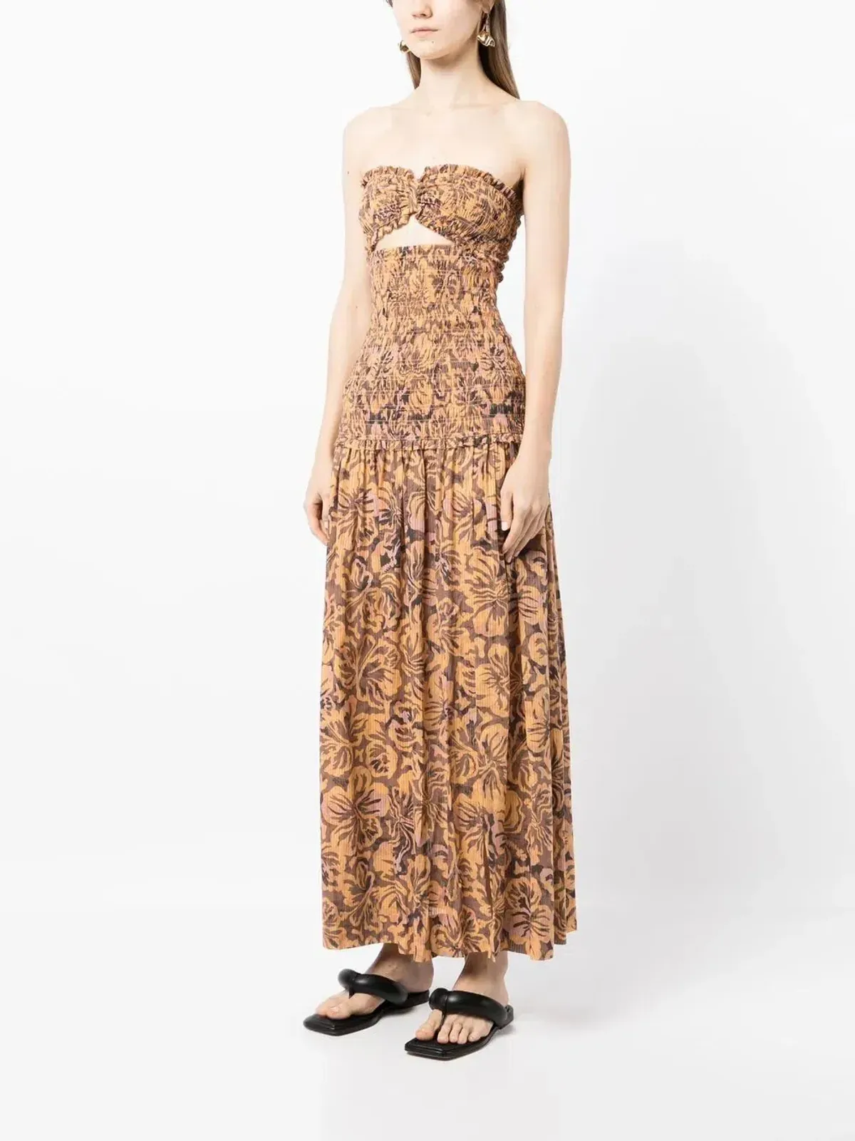 Bec & Bridge Samara Strapless Shirred Maxi Dress Floral Size 8 - Image 2