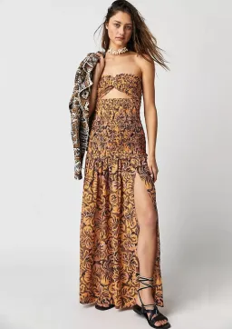 Bec & Bridge Samara Strapless Shirred Maxi Dress Floral Size 8 for rent on The Volte - image 1