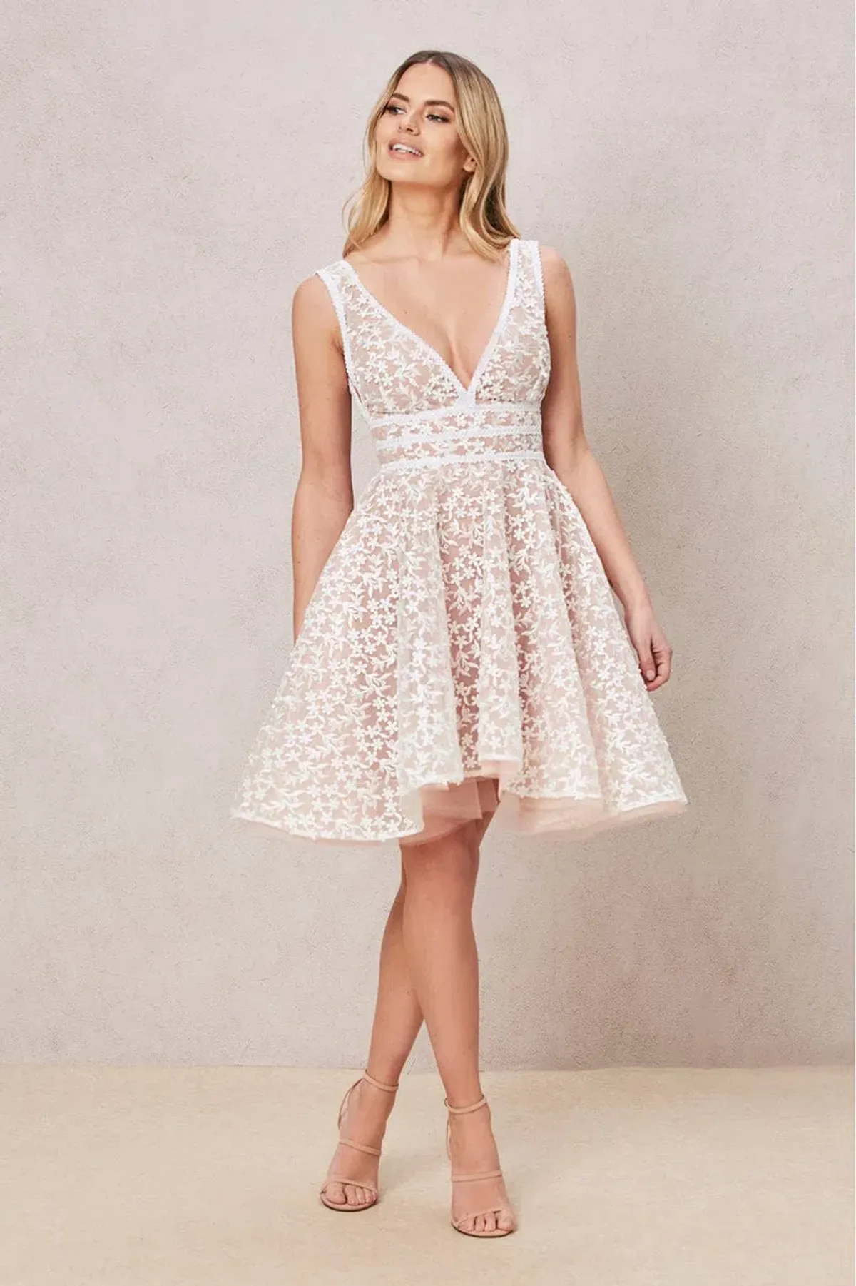 Nadine Merabi Daisy Mini Dress White Size 8 - Image 1