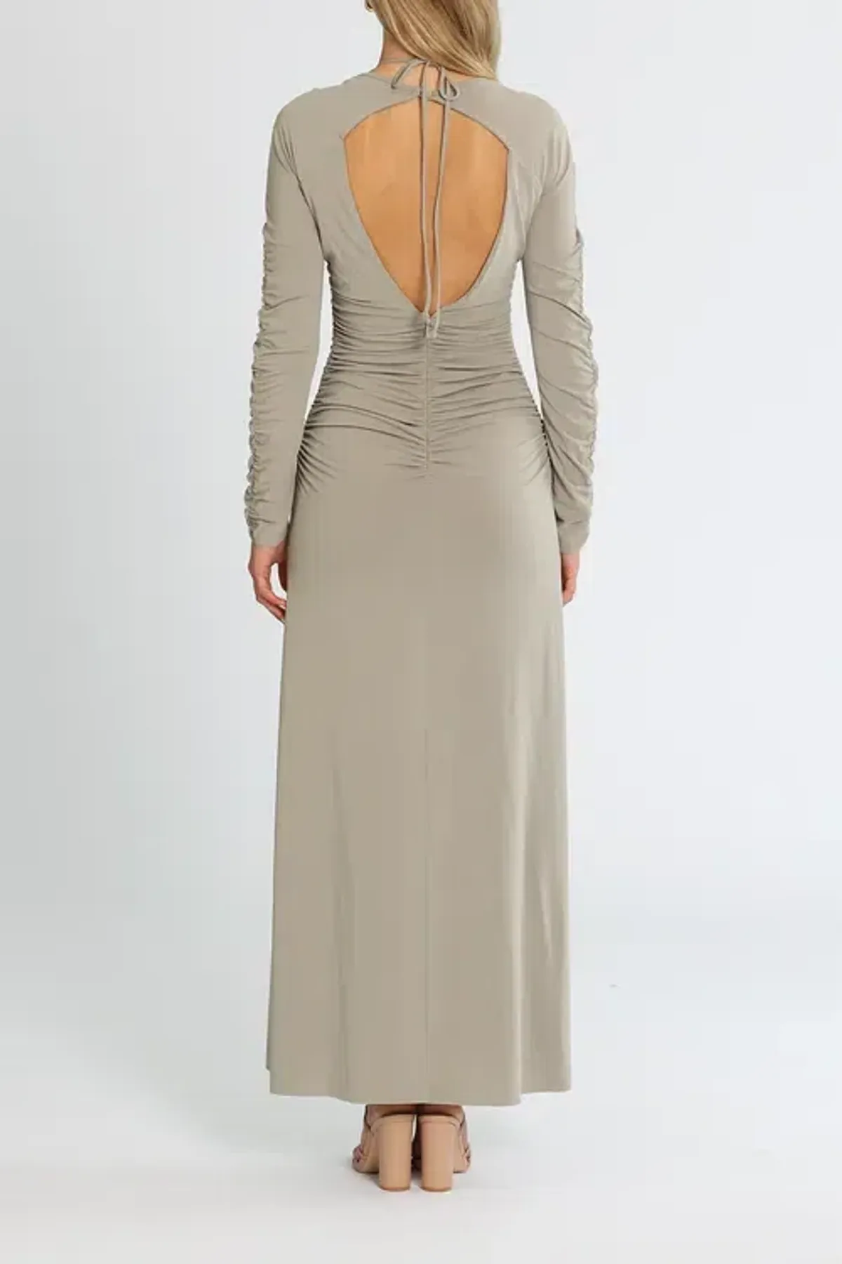 Bec and Bridge Adaline Long Sleeve Maxi Dress Taupe Grey Size 8 - Image 3