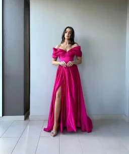 Custom Off Shoulder Formal Gown Pink Size 8/10 for rent on The Volte - image 2