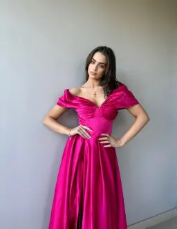Custom Off Shoulder Formal Gown Pink Size 8/10 for rent on The Volte - image 3