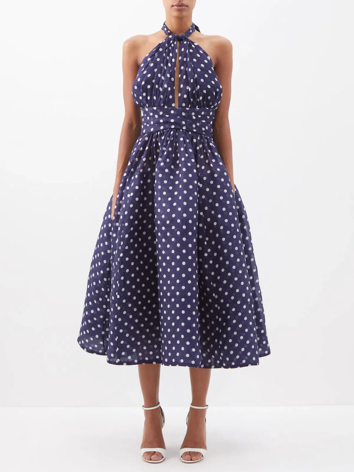 Zimmermann High Tide Halterneck Polka Dot Midi Dress Print Size 4 / Au 16 - Image 1