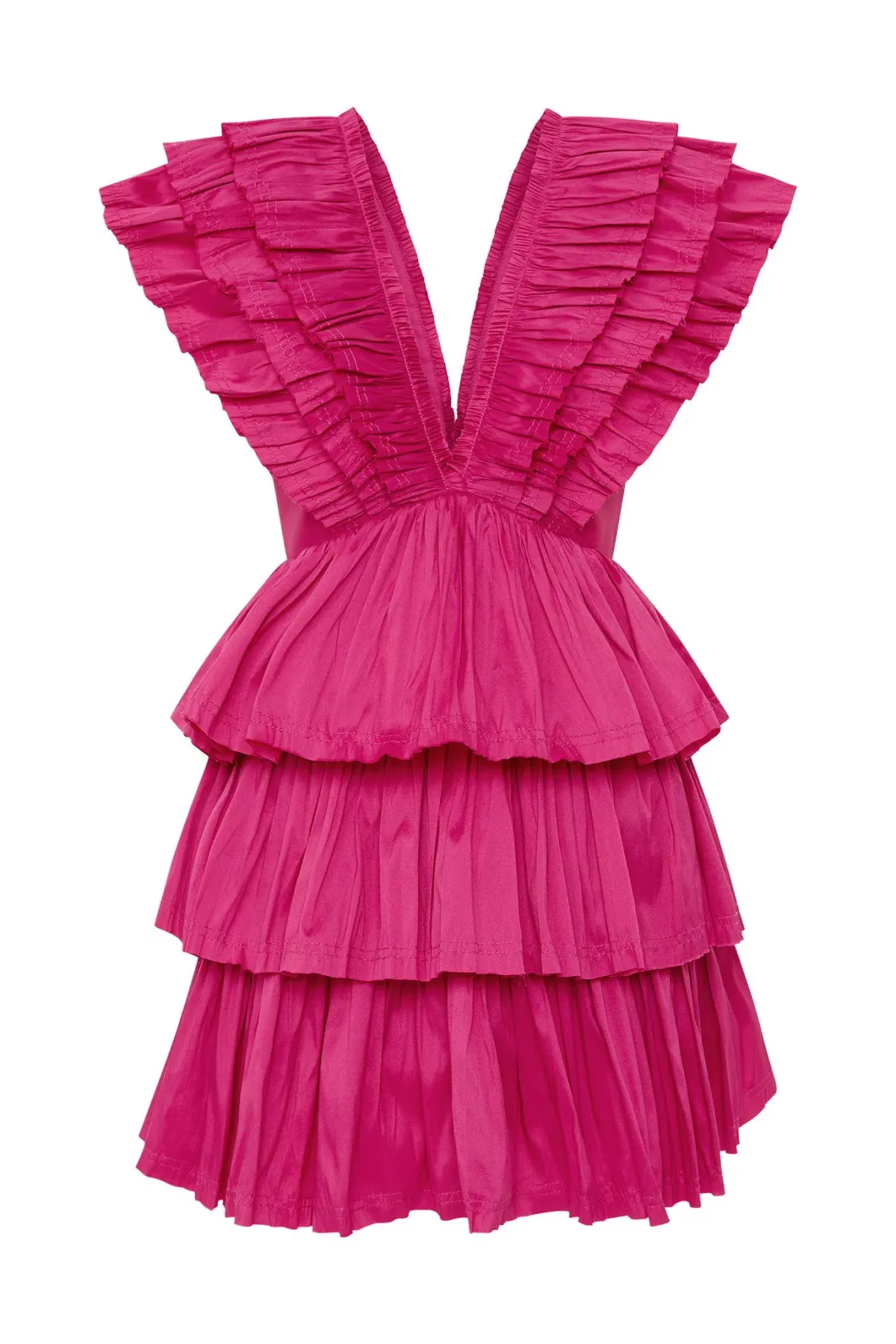 AJE Rhythmic Frilled Mini Dress Fuchsia Size 8 - Image 3