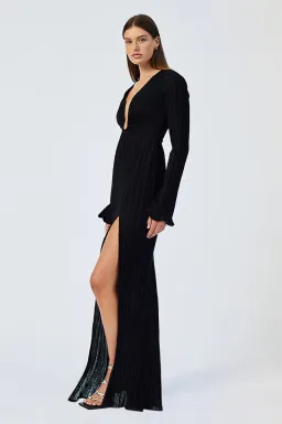 Suboo Crystal V Neck Maxi Dress Black Size M/AU 10 for rent on The Volte - image 4