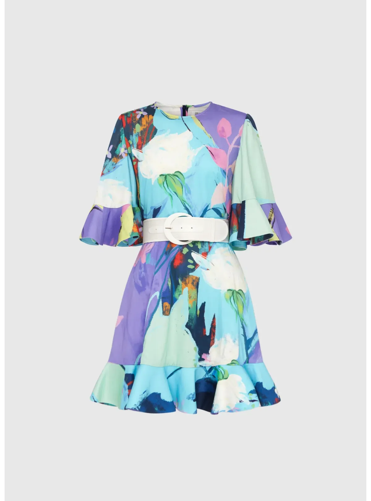 Leo & Lin Illusory Mini Dress Multi Print Size AU 12 - Image 4