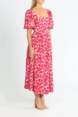 Ministry of Style Mottled Blossoms Midi Dress Pink Print Size AU 10 for rent on The Volte - image 2