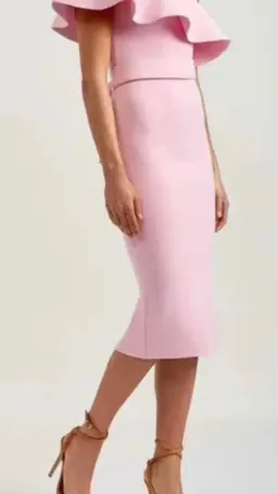 Scanlan Theodore Crepe Knit Ruffle Dress Pink Size XS / AU 6 for rent on The Volte - image 2