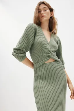 Manning Cartell Love Match Knit Midi Dress Olive Green Size 6 for rent on The Volte - image 4