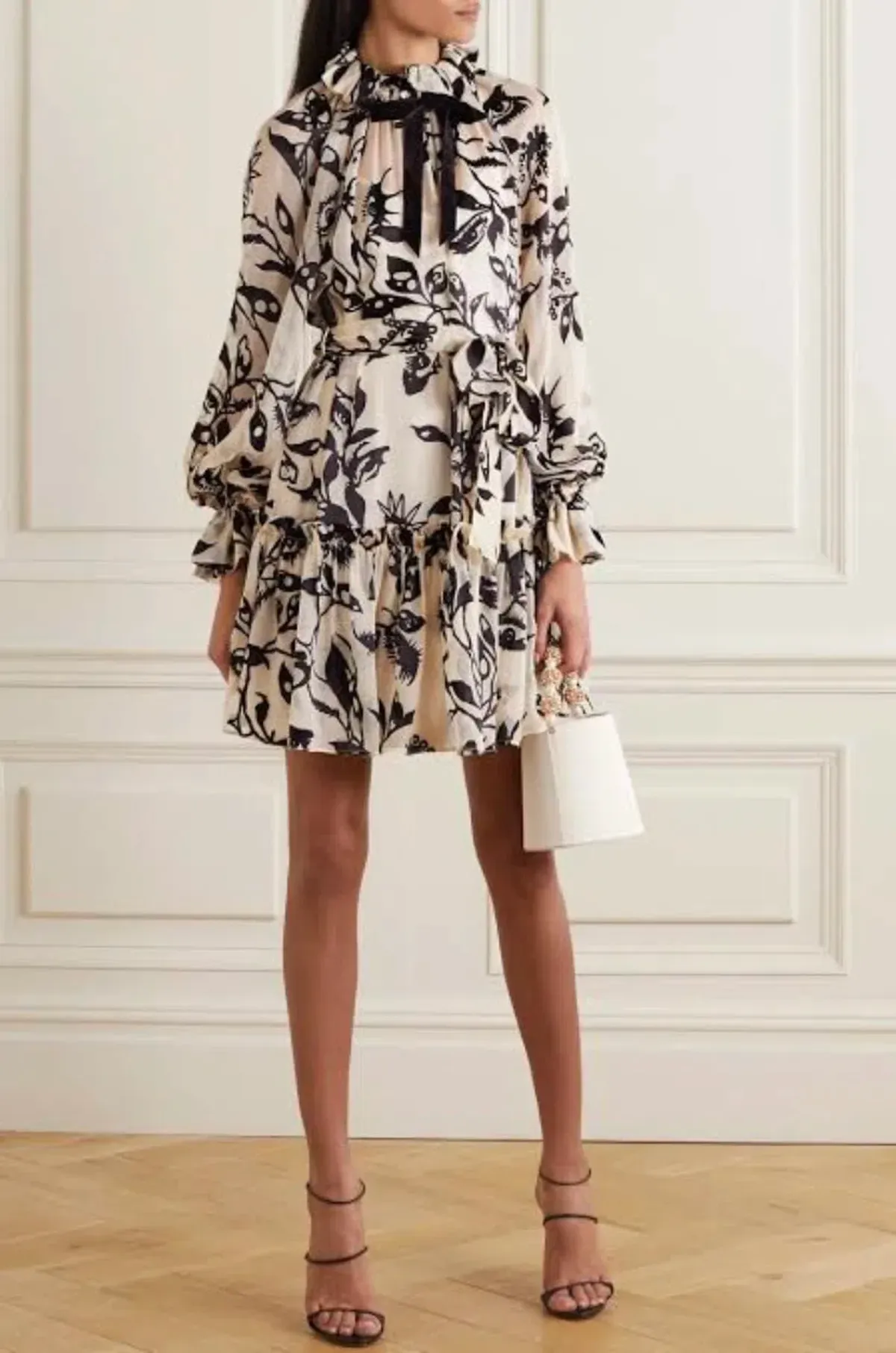 Zimmermann Ladybeetle Pussy-bow Ruffled Devore Velvet Dress Print Size 2 / Au 12 - Image 1