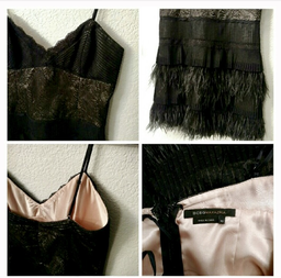BCBGMAXAZRIA Lace and Ostrich Feather Flapper Style size 6 for rent on The Volte - image 3