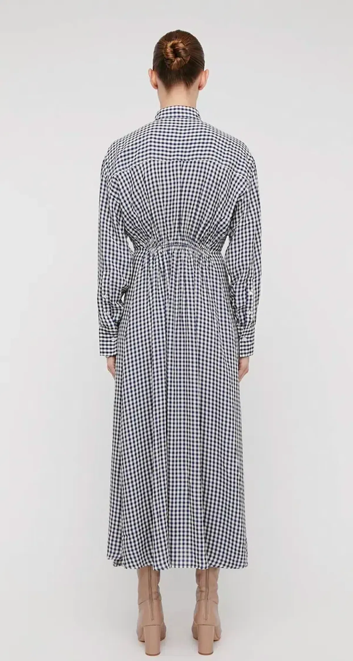 Scanlan Theodore Gingham Dress Navy Cream Size 10 - Image 3