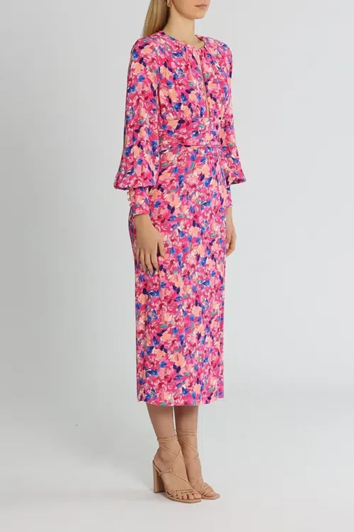 Rebecca Vallance Little Havana Midi Dress Pink Floral Size 10 - Image 2