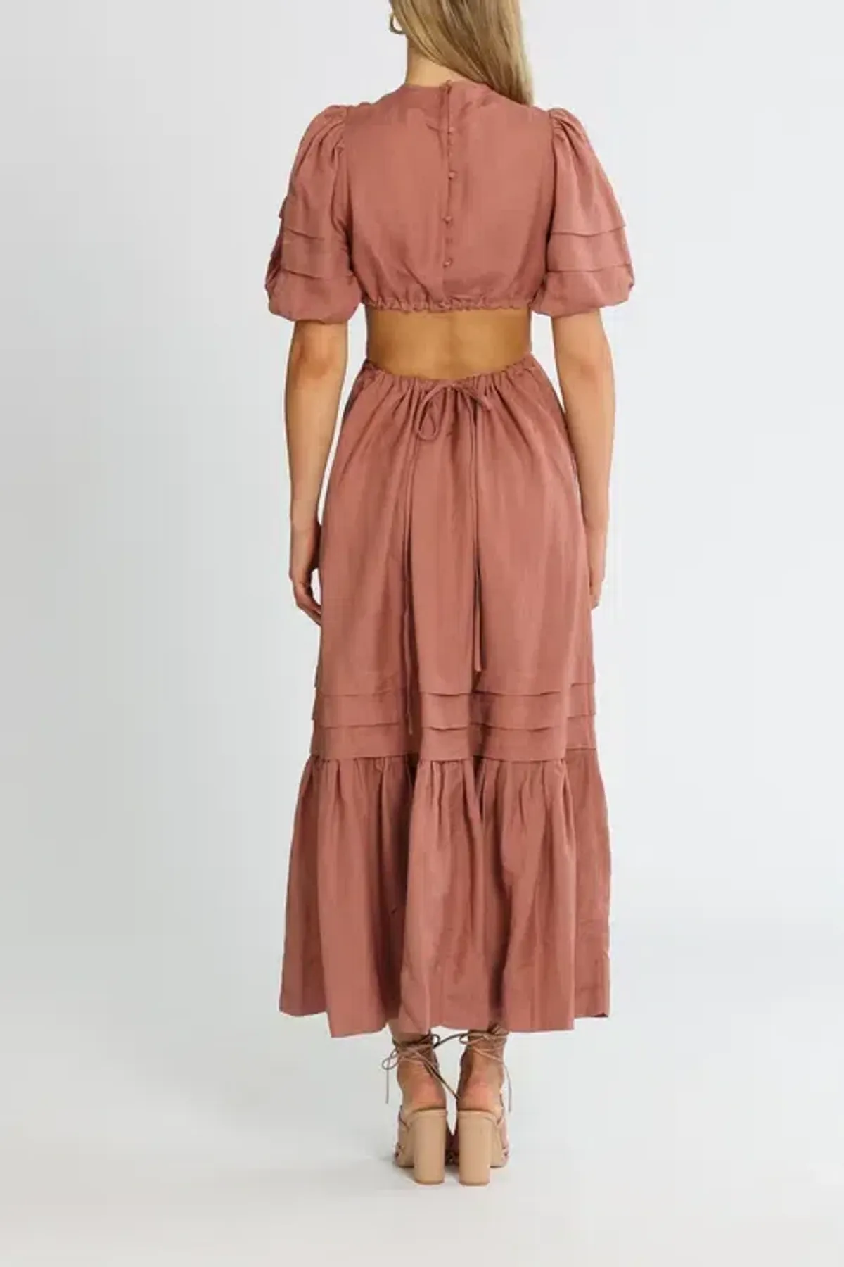 Shona Joy Vega Cut Out Open Back Midi Dress Rose Pink Size 10 - Image 3