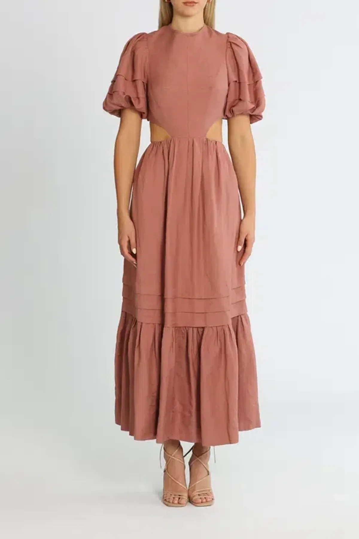 Shona Joy Vega Cut Out Open Back Midi Dress Rose Pink Size 10 - Image 1
