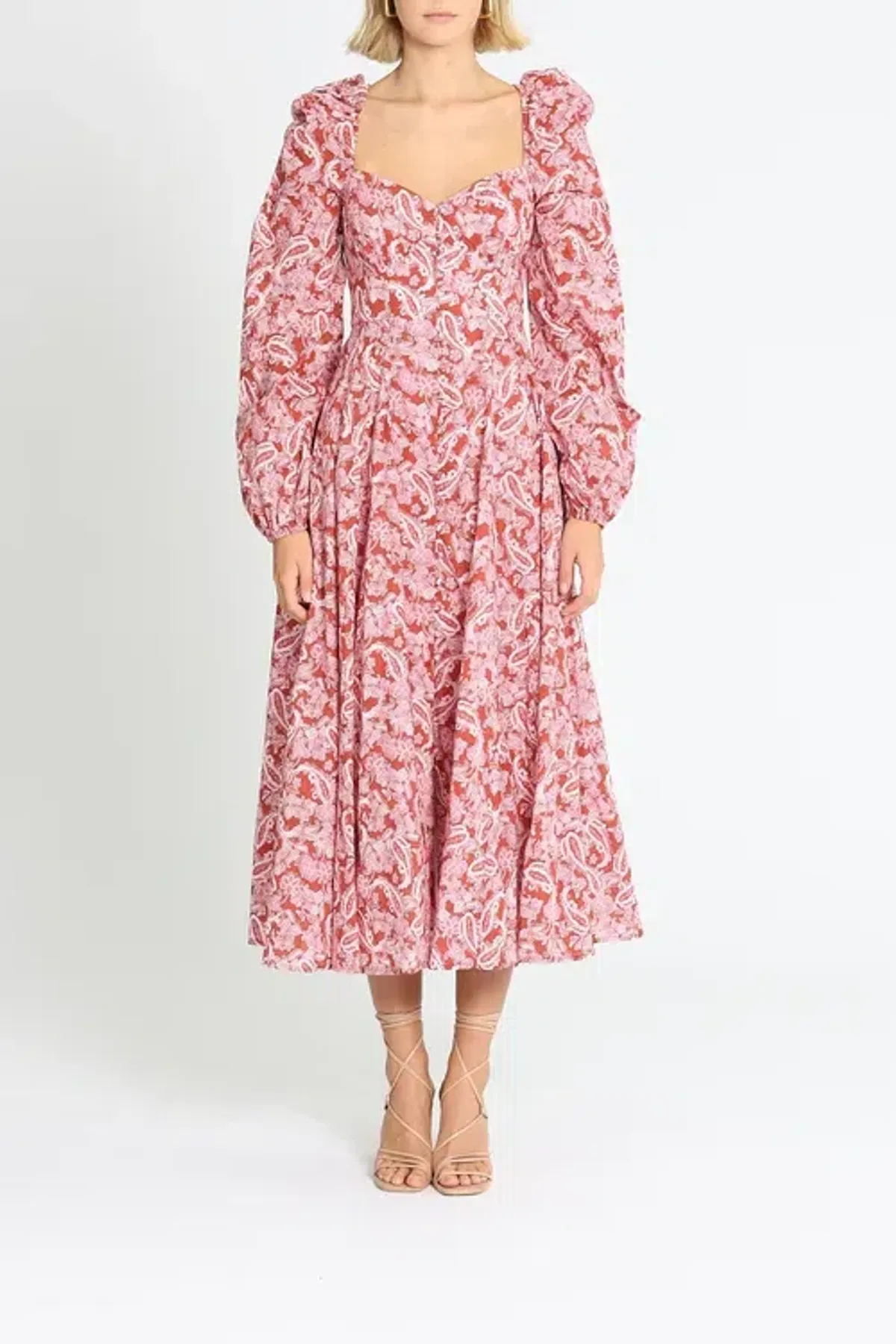 Steele Esme Dress Chestnut Paisley Pink Print Red Size 10 - Image 1