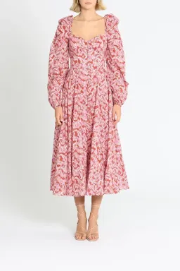 Steele Esme Dress Chestnut Paisley Pink Print Red Size 10 for rent on The Volte - image 1