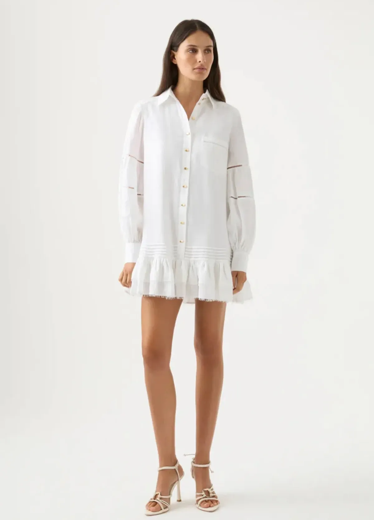 Aje Lotus Shirt Mini Dress White Size AU 10 - Image 5