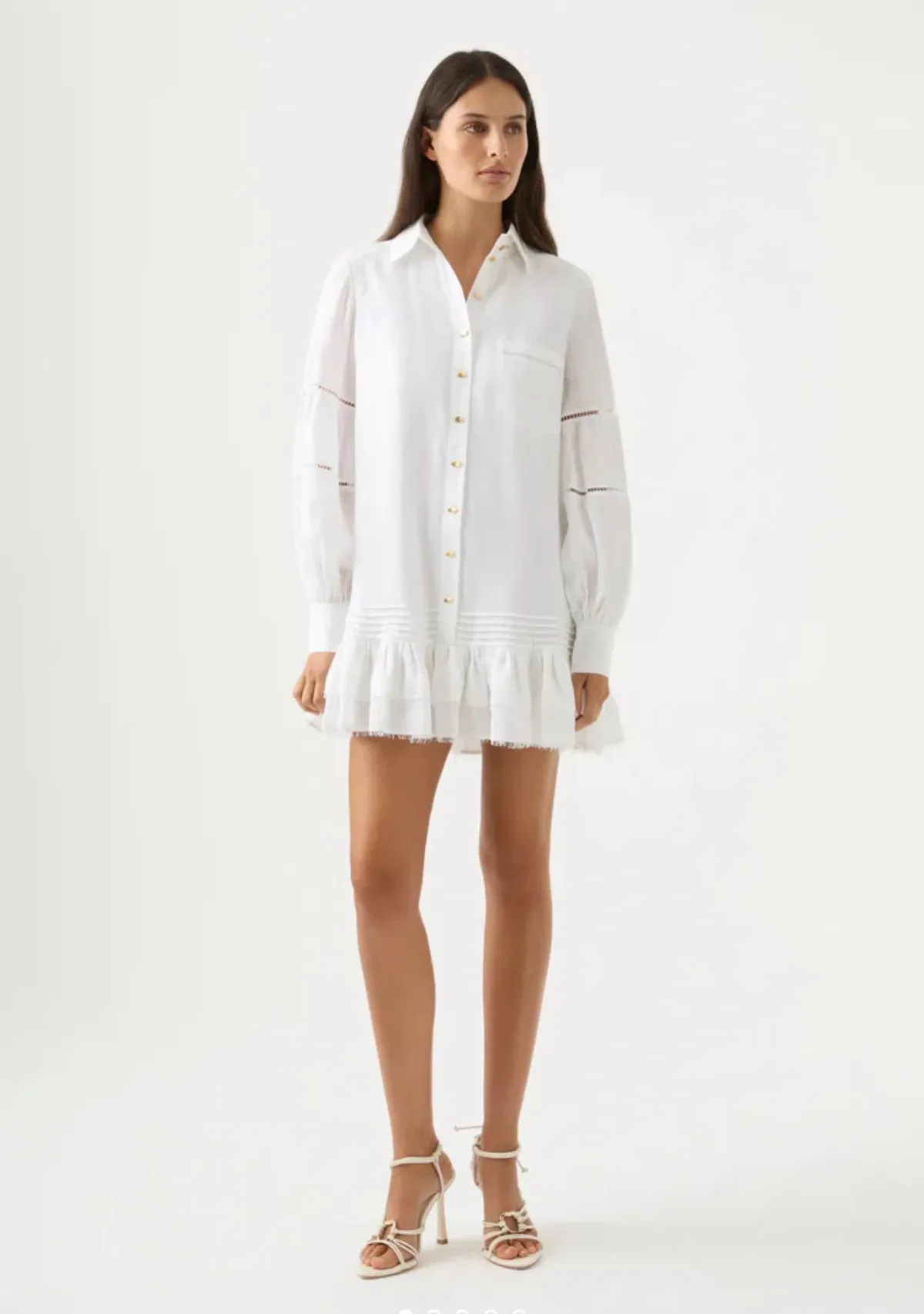 Aje Lotus Shirt Mini Dress White Size AU 10 - Image 1