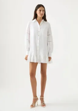 Aje Lotus Shirt Mini Dress White Size AU 10  for rent on The Volte - image 1
