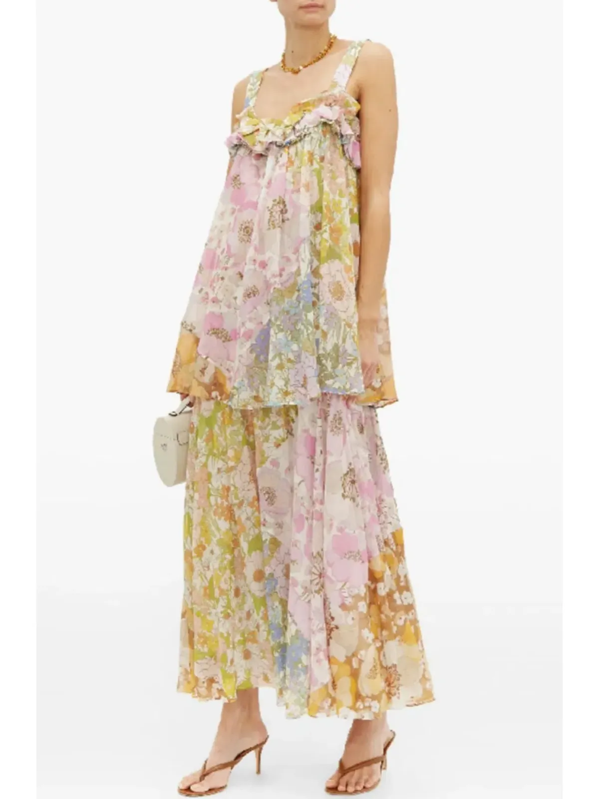 Zimmermann Super Eight Tiered Floral Maxi Dress Multi Size 0 / AU 8 - Image 1
