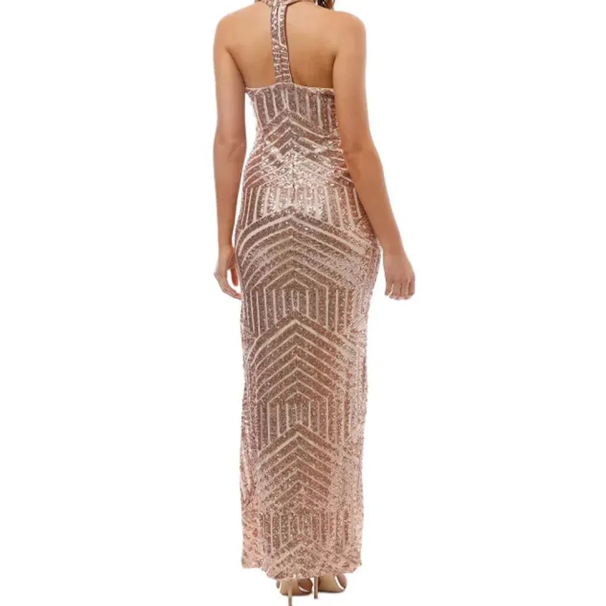 L'amour Diana Halter Gown Sequin Size 16 - Image 4