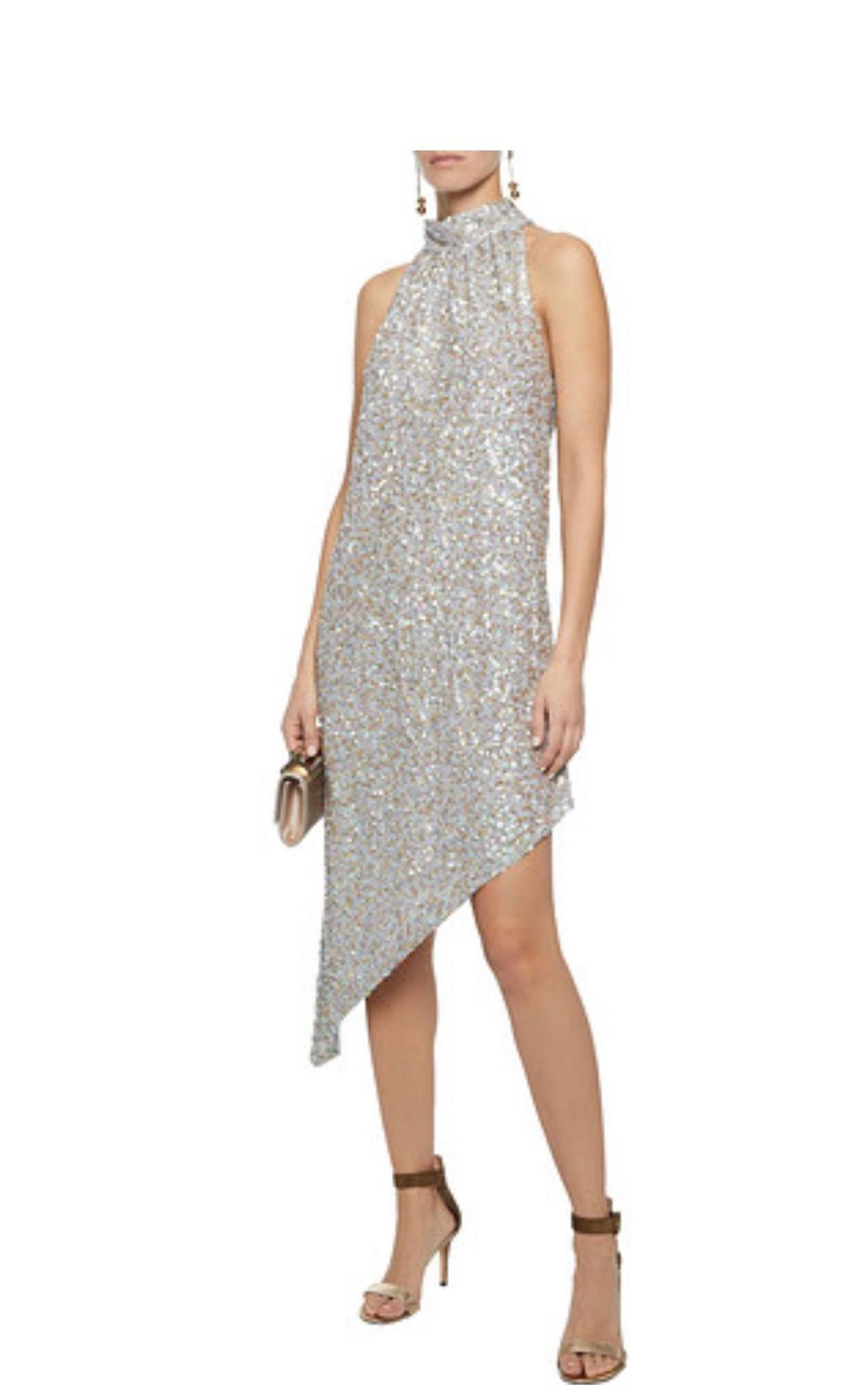 Anna Sui Asymmetric Sequin Embellished Chiffon Mini Dress Size 12 - Image 1