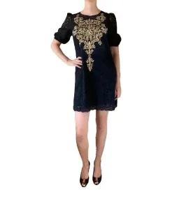 Dolce and Gabbana Embroidery Lace Dress Black Size AU 12 for rent on The Volte - image 1