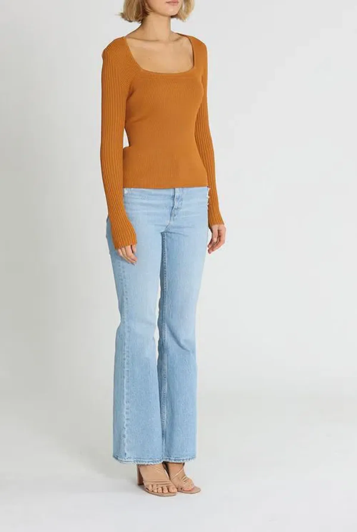 Alice McCall Michelle Knit Long Sleeve Top Tan Brown Size AU 10 - Image 3