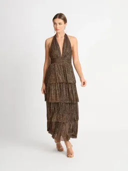 Sheike Galaxy Dress Metallic Gold Size 6 for rent on The Volte - image 1