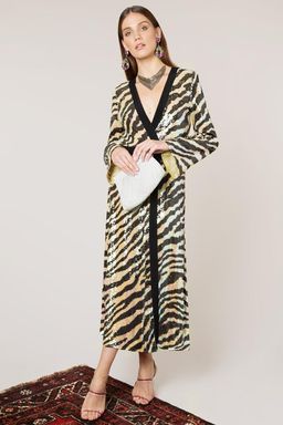 Rixo London Gigi Tiger Sequin Dress Midi Size 12 for rent on The Volte - image 2