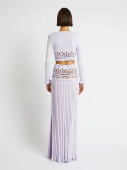 Christopher Esber Crochet Scoop Neck Long Sleeve Crop And Skirt Lilac Size 6 for rent on The Volte - image 2