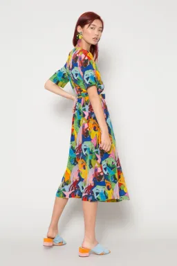 Gorman Dark Mermaid Technology Midi Silk Dress Multi Size 6 for rent on The Volte - image 2
