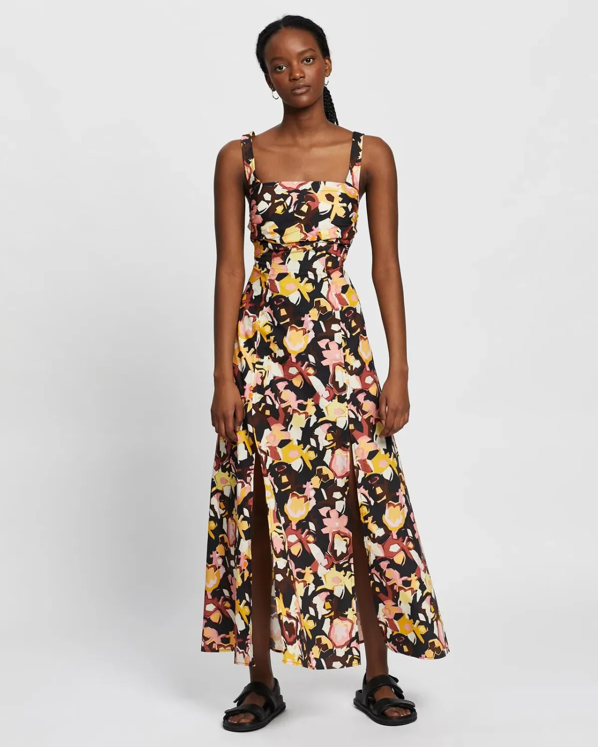 Camilla and Marc Delfino Split Skirt Midi Dress Multi Size 8 - Image 2