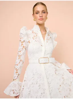 Leo Lin Aliyah Butterfly Sleeve Midi Dress Snow Size AU 12  for rent on The Volte - image 2