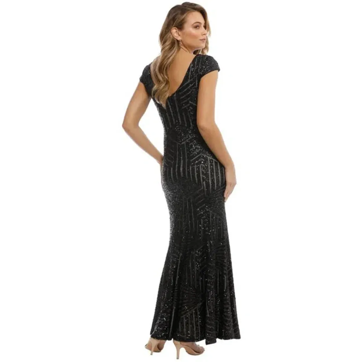 L'amour Karla Sequin Gown Black Size 16 - Image 2