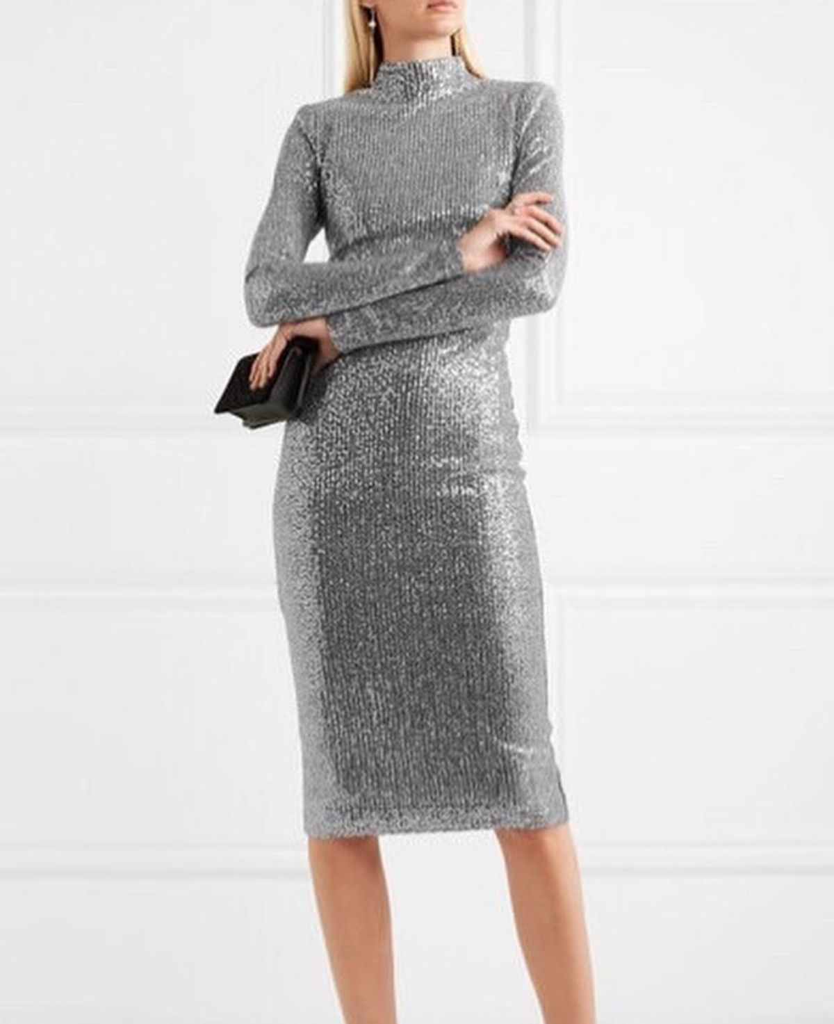 Rebecca Vallance Andree Sequinned Lurex Midi Dress Size 8  - Image 1