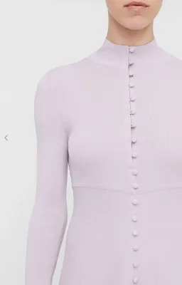 Scanlan Theodore Crepe Knit Button Polo Dress Pale Mauve Size 8 for rent on The Volte - image 4
