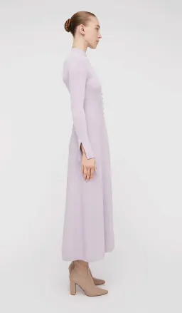Scanlan Theodore Crepe Knit Button Polo Dress Pale Mauve Size 8 for rent on The Volte - image 2