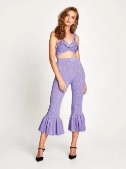 Alice Alice McCall Love Letters Crop Top and Flared Pants Set Purple Sparkle Metallic Size 8  for rent on The Volte - image 1