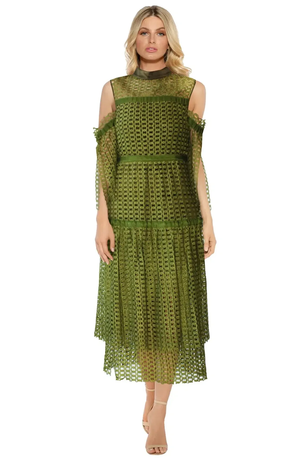 Romance Was Born Link Garden Dress in Khaki Green Size 6 - Image 1