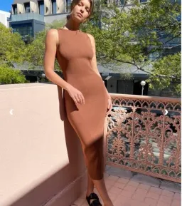 Bec & Bridge Sorbet Summer Midi Dress Brown Size AU 10 for rent on The Volte - image 4